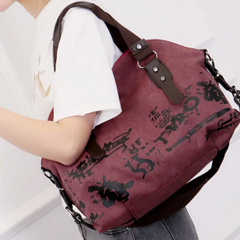 

Fashion Women's Bag Canvas Brush Large Capacity Messenger Bag Women's Wash Large Capacity Shoulder Bag