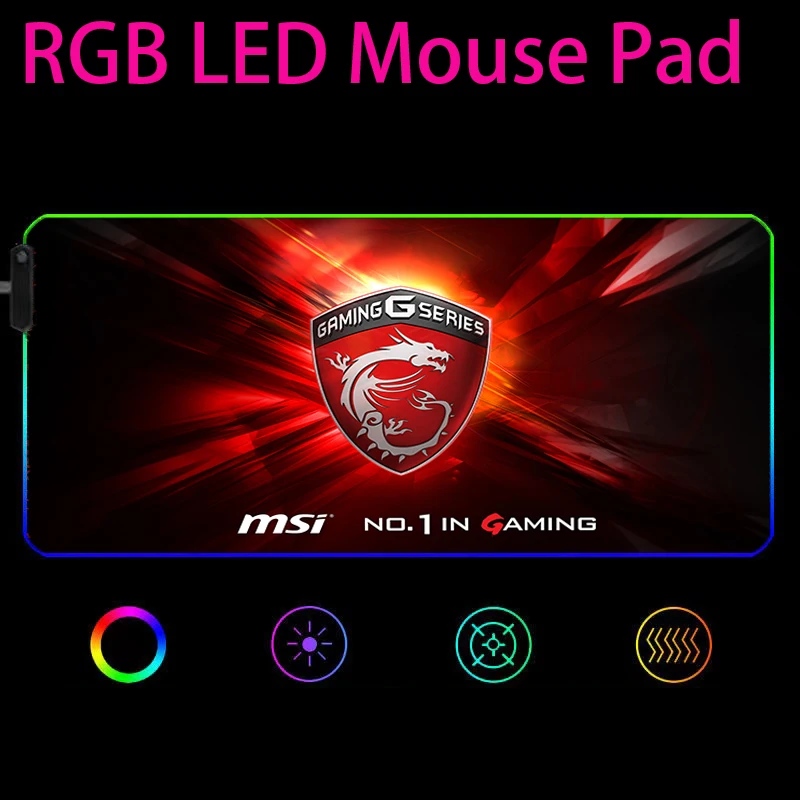 RGB LED MSI Logo Mousepad Large Keyboard Gaming Mouse Pad Gamer Mice Keyboards Computer Peripherals Office deskmatS XXL 900x400