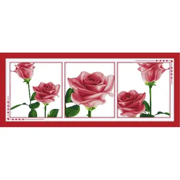 

Joy Sunday Pink Memory Crafts Cross Stitch Printed Patterns11&14CT Printed Cross Stitch on Canvas Chinese Embroidery Sets