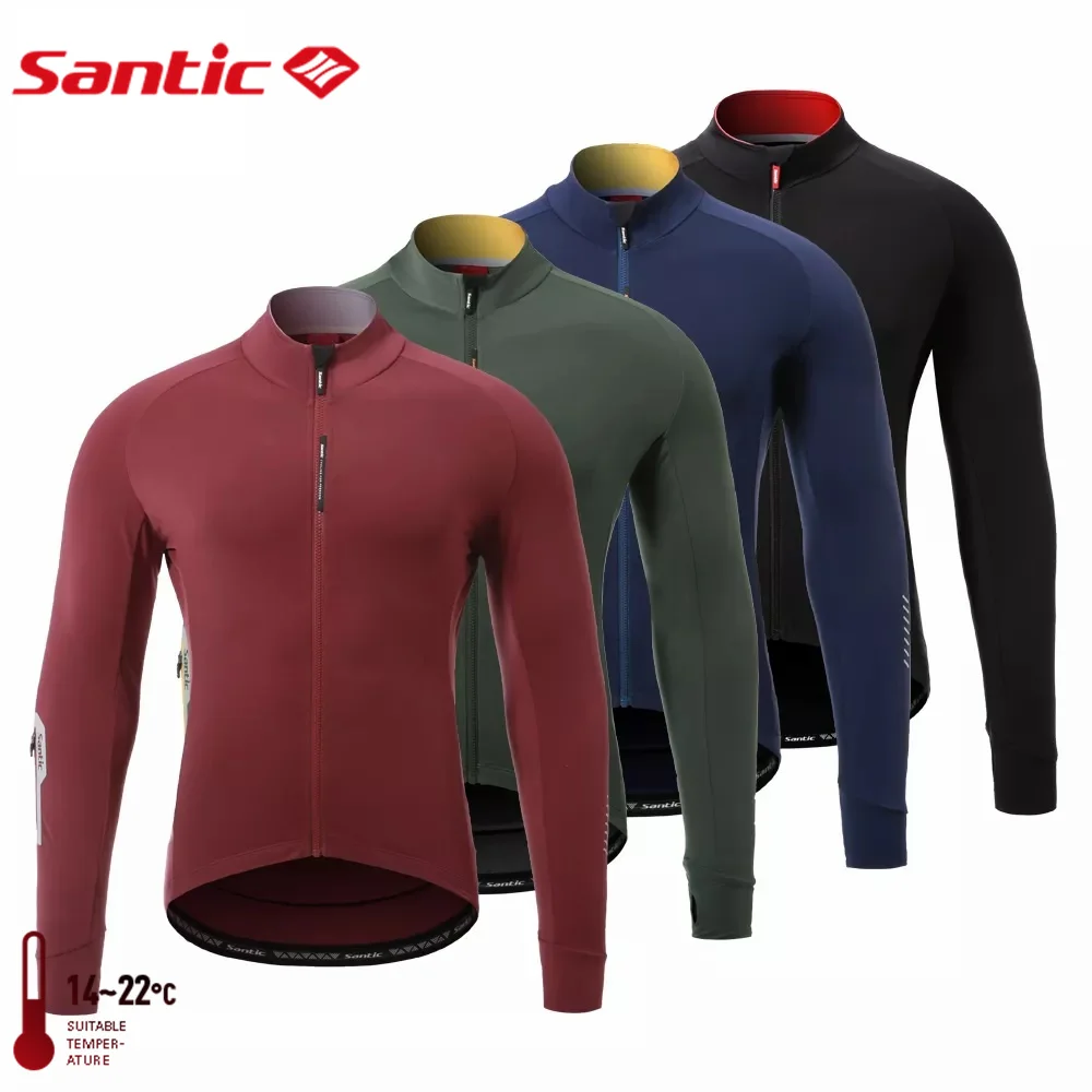 Santic зимние мужские куртки для велоспорта с длинными рукавами из флиса