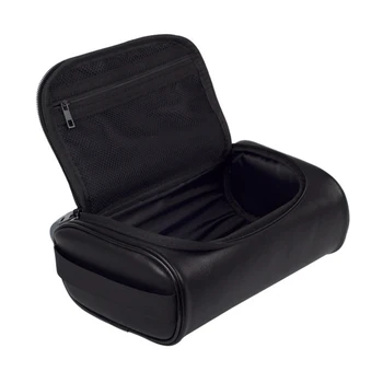 

Men PU Leather Waterproof Large Capacity With Carry Handle Zipper Closure Cosmetic Pouch Makeup Bag Wash Storage Organizer