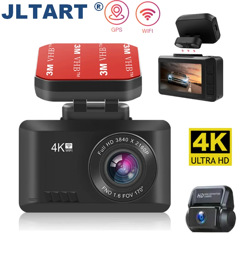 Видеорегистратор jltart 4K HD с двумя объективами и функцией ночного видения