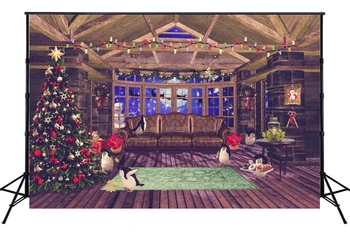 

Christmas Backdrops Xmas Tree Vintage Living Room Xmas Tree Snowman Home Party Decor Photo Background For Studio Props ES-08