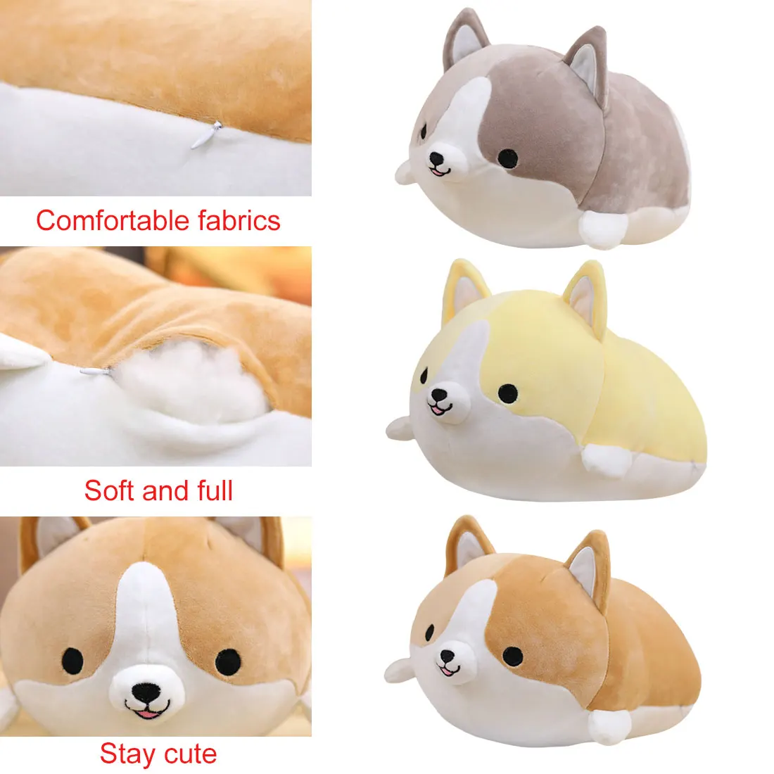 30/45/60cm Cute Corgi Dog Plush Toy Stuffed Soft Animal Cartoon Pillow Lovely Christmas Gift for Kids Kawaii Present