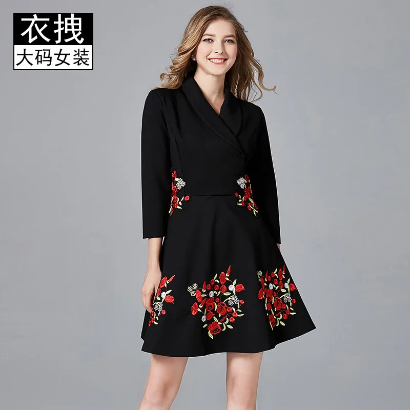 

Dark of Scheming Embroidered Small Black Skirt 2020 Spring Clothing New Style Debutante Large Size Dress Women's