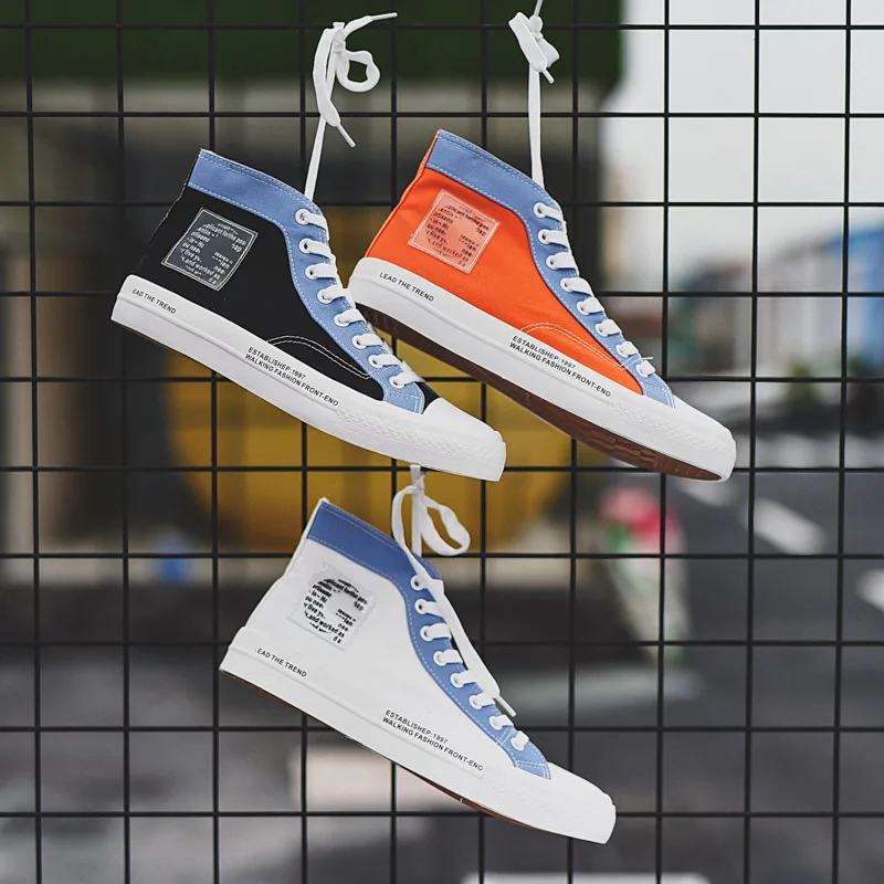 

New Arrival Fall 2019 Students Canvas Letters Ryan Rubber Spell Color With High For Vulcanized Men's Men Shoes Freeshipping