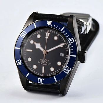 

Corgeut 41mm black dial rose gold scale luminous marks pvd coated case sapphire 200m waterproof automatic movement men's watch