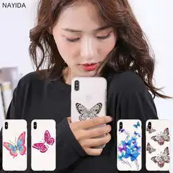 Силиконовые мягкие чехлы NAYIDA для iPhone 11 Pro 2019 X XI XS Max XR 6 7 8 Plus SE 4 5 S butterfly