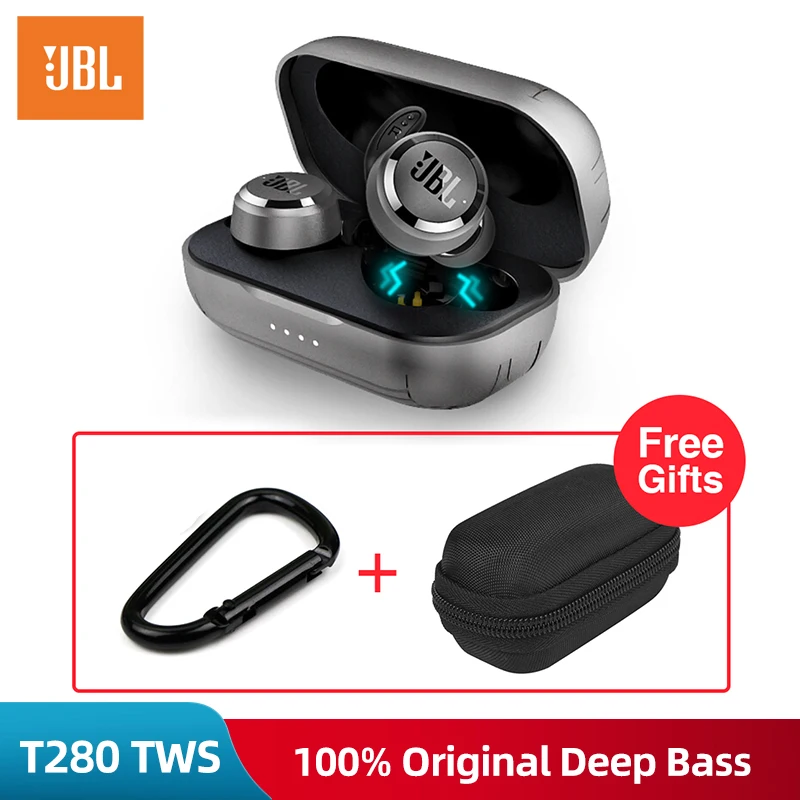 Günstige JBL T280 TWS Bluetooth Drahtlose Ohrhörer mit Lade Fall Sport Lauf Musik Kopfhörer IPX5 Wasserdichte Kopfhörer mit Mic