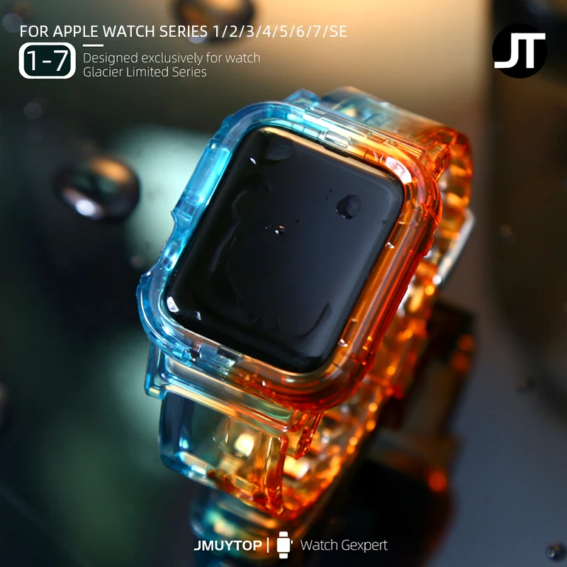 Ремешок для часов Apple Watch 7 6 44 мм 45 градиентный ТПУ Браслет iwatch SE 5 4 38 42 41 аксессуары
