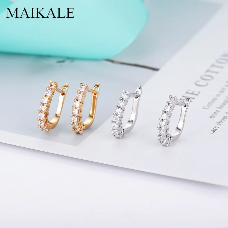 Женские серьги гвоздики MAIKALE корейские золотистого и серебристого цвета с