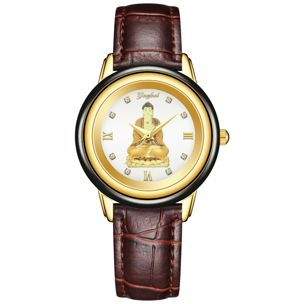 Luxury New Women watch jade Buddha statue quartz men watches creative