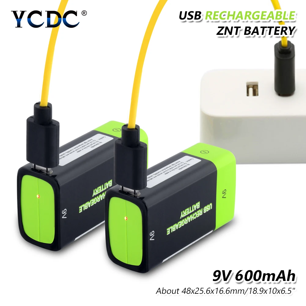 Литий ионная аккумуляторная батарея 2 шт. 9 В 600 мАч батареи Micro USB литиевая для
