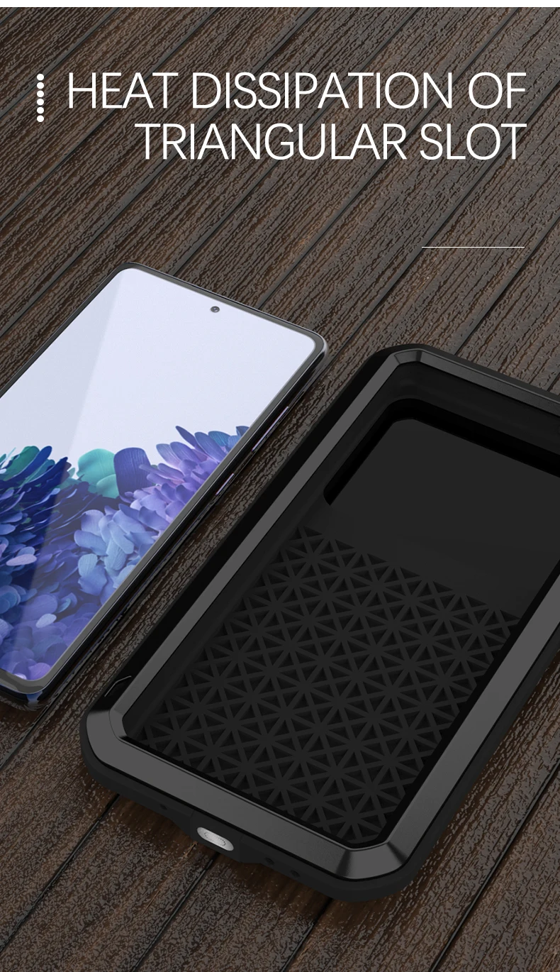 Love Mei For Samsung Galaxy S20 FE Metal Aluminum Armor Shockproof Heavy Duty Case protective Cover+Gorilla Glass (7)