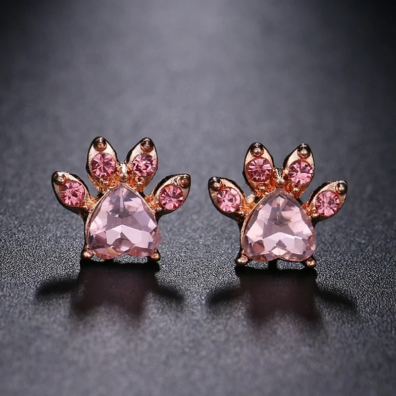 Женские серьги в виде кошачьей лапы FNIO модные серьги-гвоздики розового цвета с