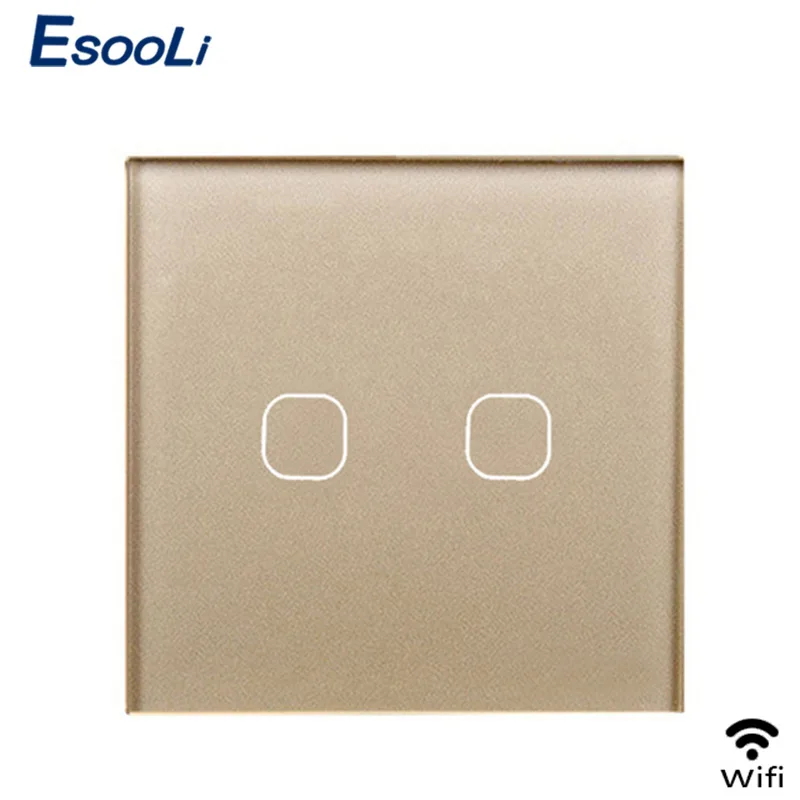 

Esooli EU/UK WIFI Smart Touch Switch APP wireless switch Light Wall Switch Crystal Glass Panel Works With Alexa / Google Home