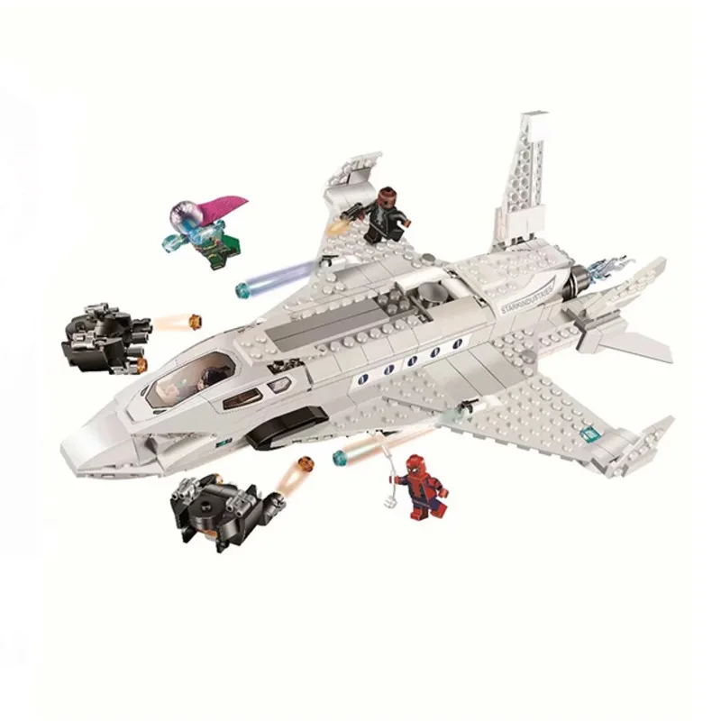 

Avengers 4 Endgame Avengerss Spider Man Stark Jet And Drone Attack Set Compatible 76130 Building Blocks Bricks Boy Toys