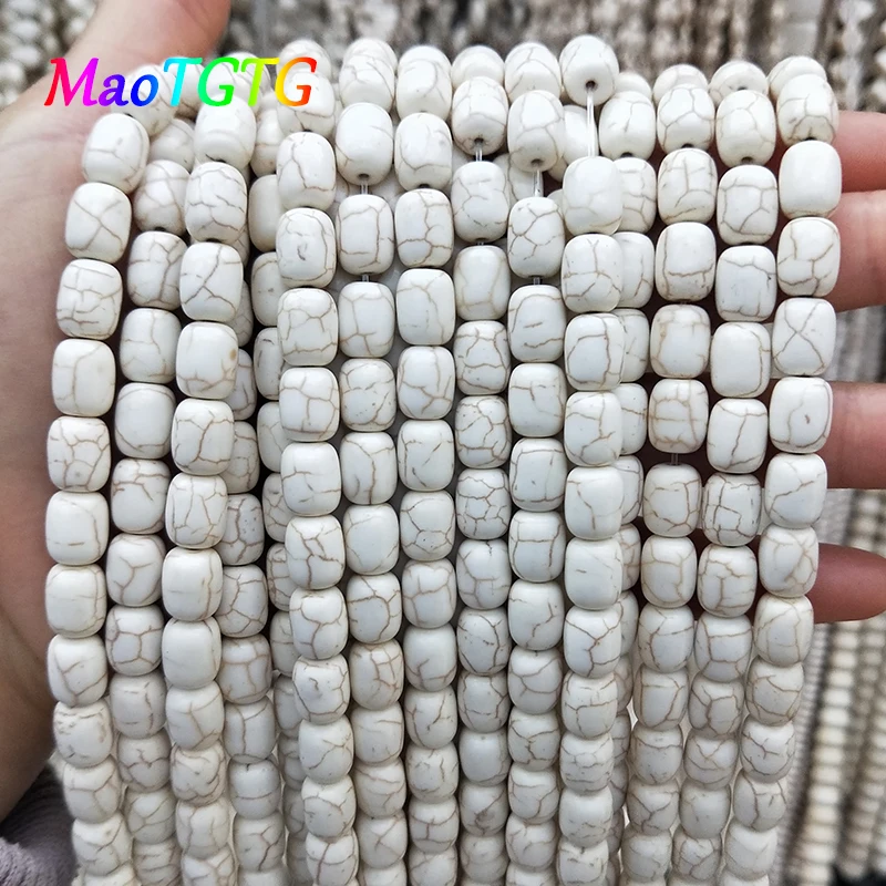 

White Turquoises Barrel Beads For Jewelry Making Necklace Bracelet 8x10mm Spacer Turquoises Beads Jewelry Making wholesale