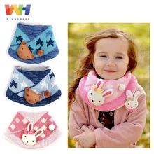 Южнокорейский детский шарф для девочек и мальчиков с изображением медведя, кролика, шейный платок, Осень-зима, круглый воротник, теплый вязаный шарф