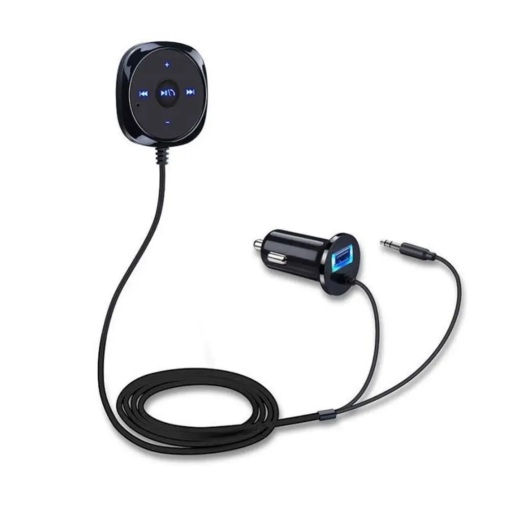 Полезный комплект беспроводной связи bluetooth для автомобиля MP3 плеер 3,5 мм AUX аудио A2DP музыкальный приемник адаптер Поддержка IOS Siri с 2.1A USB выходом - Название цвета: Черный