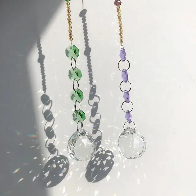 2Db /Beállított Többszínű Arccalristály Csillár Alkatrészekhez Prizmák Világító Medál Lógó Napsütő Otthoni Kerti Deco - Image 2