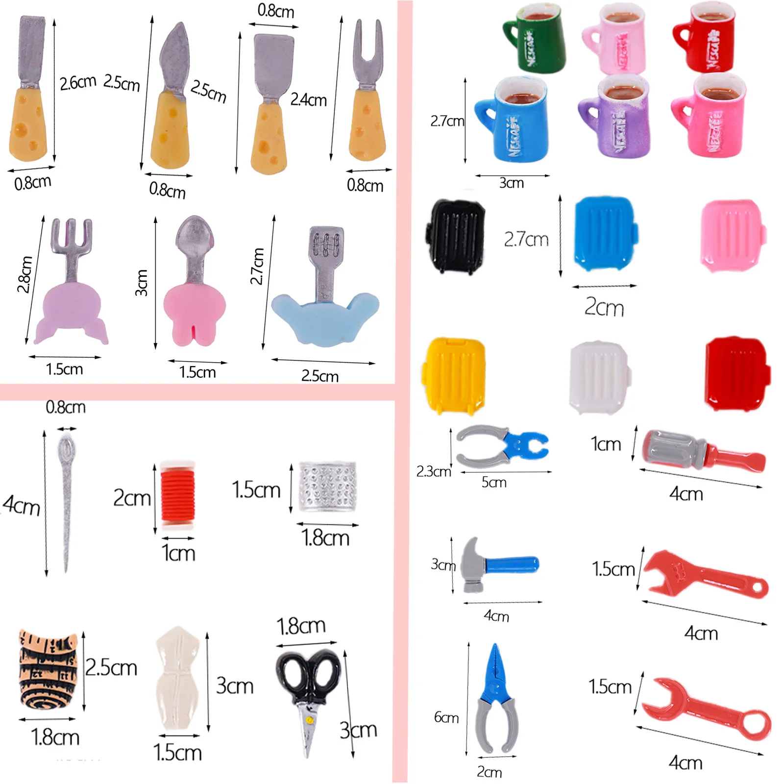 Doll DIY Mini Cutlery Spoon Fork Sewing Tools Role Play Decoration Accessories For 1/12 1/6 Doll House Accessories Toys