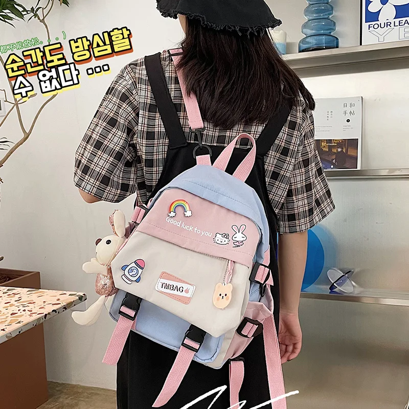 2021New Multifunctional stitching mini small backpack Cute girl outing shoulder bag Fashion candy color children's school | Багаж и