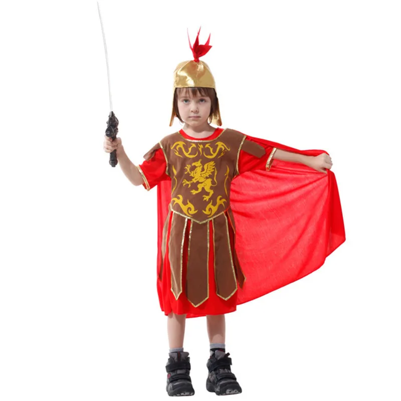Halloween Carnival Boys Armor Soldier Cosplay Costume Suit Roman