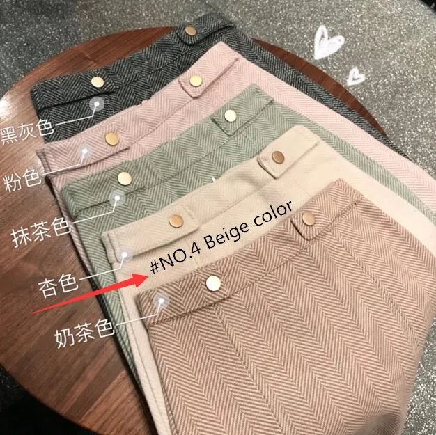 beige skirt Шикарная мини-юбка в полоску, женская повседневная короткая облегающая шерстяная юбка на пуговицах с высокой талией, женские юбки, Корейская Осенняя зимняя Gonne Donna - Цвет: beige skirt