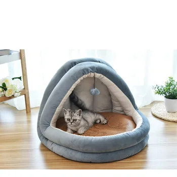 

Soft Pet Cat Bed Winter Warm Cats Small Dogs House Nest with Mattress Puppy Kitten Cage Lounger Pets Cave Bed Cozy Sleeping Bag