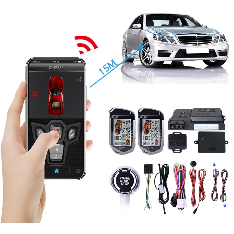 

Start With Phone Smart Keyless Entry Car Remote Engine Starter Central Locking 2-Way Alarm With Autostart One Button Push Stop