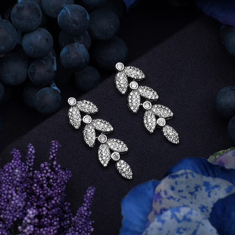 Комплект ювелирных изделий HADIYANA в форме листьев дизайн женское свадебное ожерелье серьги кольцо и браслет набор Циркон CN1527 Conjunto de joyas