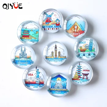 

QiYue 9 Illustration Landscape Architecture Magnetic Glass Refrigerator Stickers Whiteboard Stickers Home Decoration Accessories