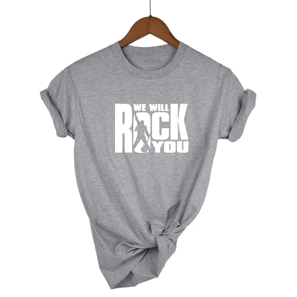 We Will Rock You Женская Футболка Летний стиль королева рок группа футболка короткий