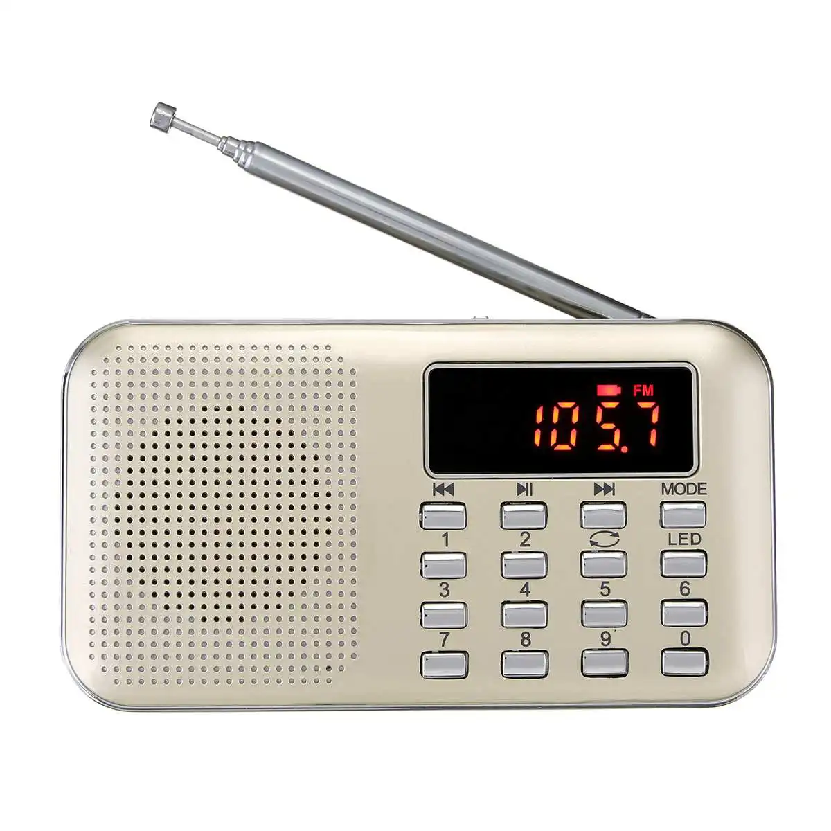 Портативное радио FM/AM/SW мировой приемник MP3 плеер Rec рекордер с таймером сна черный FM радио рекордер мини радио - Цвет: Золотистый