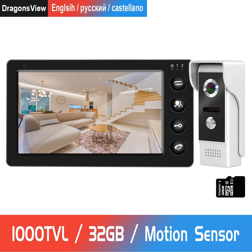 

Door Intercom Wired Video Door Phone with Motion Detection Record for Home HD IR Video Doorbell Support CCTV Camera And unlock