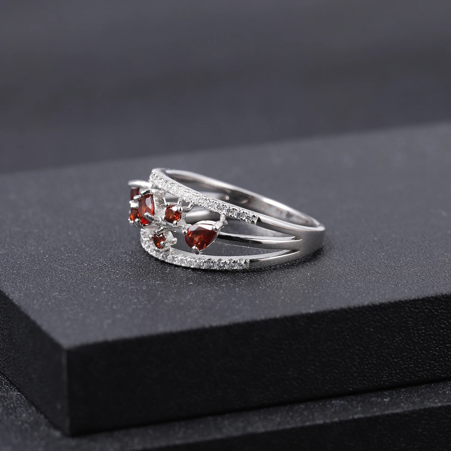 GEM'S балетный камень 925 пробы января серебро 0.54Ct натуральный красный гранат драгоценный камень палец кольцо для женщин ювелирные украшения