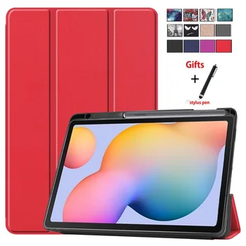 

For Samsung Galaxy Tab S6 Lite 10.4 2020 P610 SM-P610 P615 Tablet PU Leather Flip Case Cover Shockproof with Soft Film+touch Pen