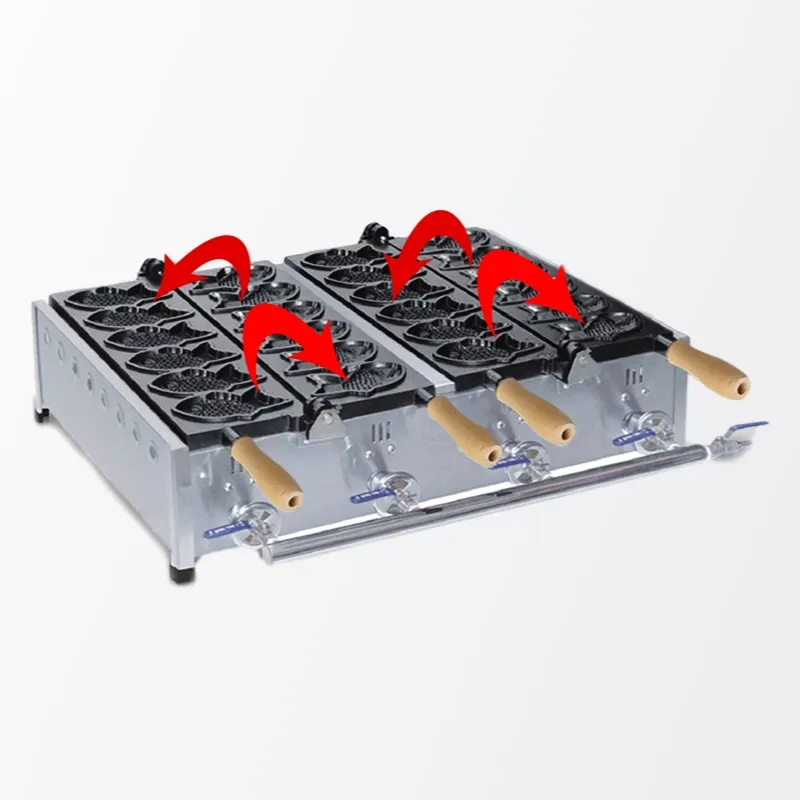 US $494.00 Taiyaki Machine Commercial Small Fish Cake Machine Snack Equipment Free Shipping 12 Fish Cake Machine Gas Taiyaki Machine