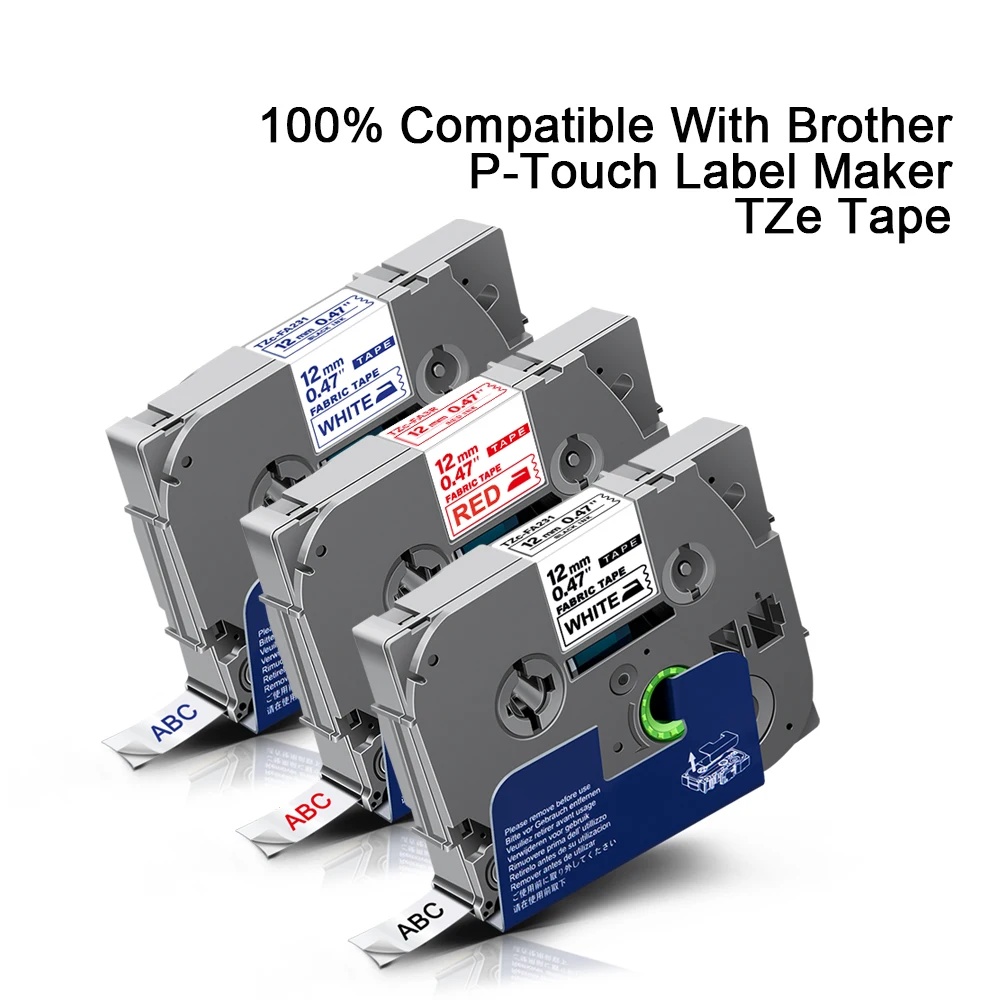 5PK ткань железо на этикетках для Brother TZe FA3 ленте синий белом tze fa3 лента P touch Label