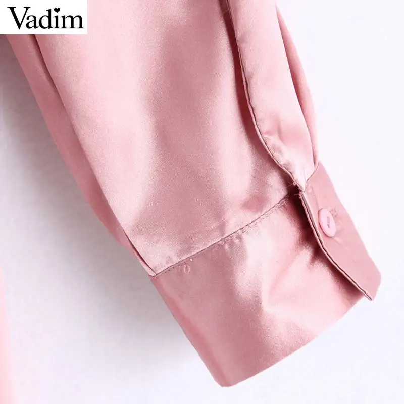 Vadim, милый, женский розовый платье-футболка прямой фасон Длинные рукава отложной воротник платье миди, милые ботинки до середины икры для женщин vestidos QC976