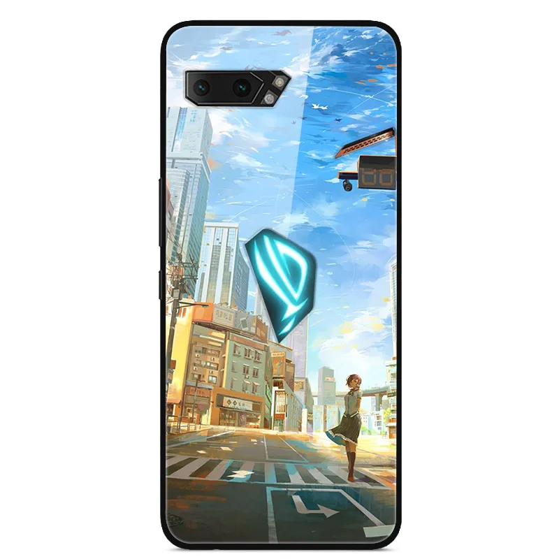 13 Для Asus Rog Phone II Case 6,5" закаленное стекло с принтом для задней крышки, Твердый Чехол для Asus Rog Phone 2 ZS660KL Phone Case fundas Rog2 - Цвет: 13