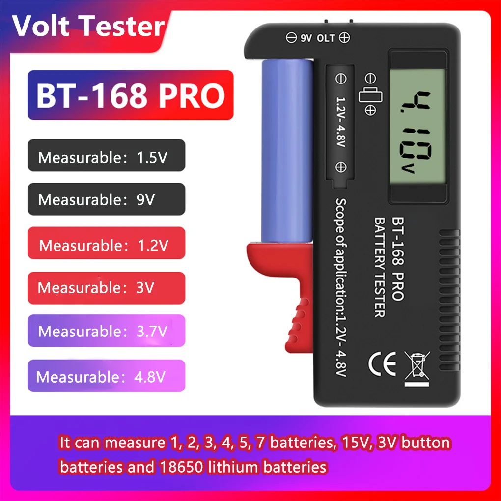 Hot！BT-168 PRO Digital Battery Capacity Tester for 18650 14500 Lithum 9V 3.7V 1.5V Cell C D Batteries M05 20 Dropship | Инструменты