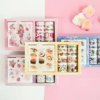 

Newest Kawaii 10PCS Washi Masking Adhesive Tape With 10PCS Stickers Scrapbooking Decorative Stickers For Handbook Birthday Gift