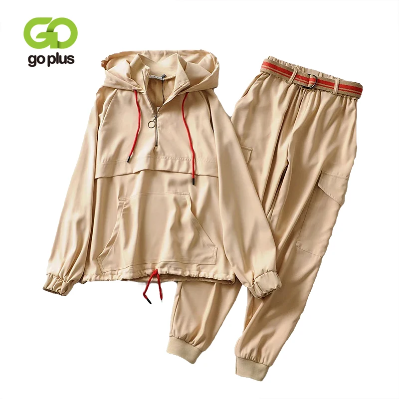 

GOPLUS Women's Tracksuit Sports Two Piece Suit Set Pullovers With Hood Long Pants Streetwear Conjuntos De Mujer Dresy Damsk