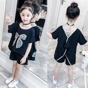 

Clothes For Girls Solid top Shirt + Shorts Suit Summer Clothes For Girls Teenage Girls Clothing Set 6 10 12 Year