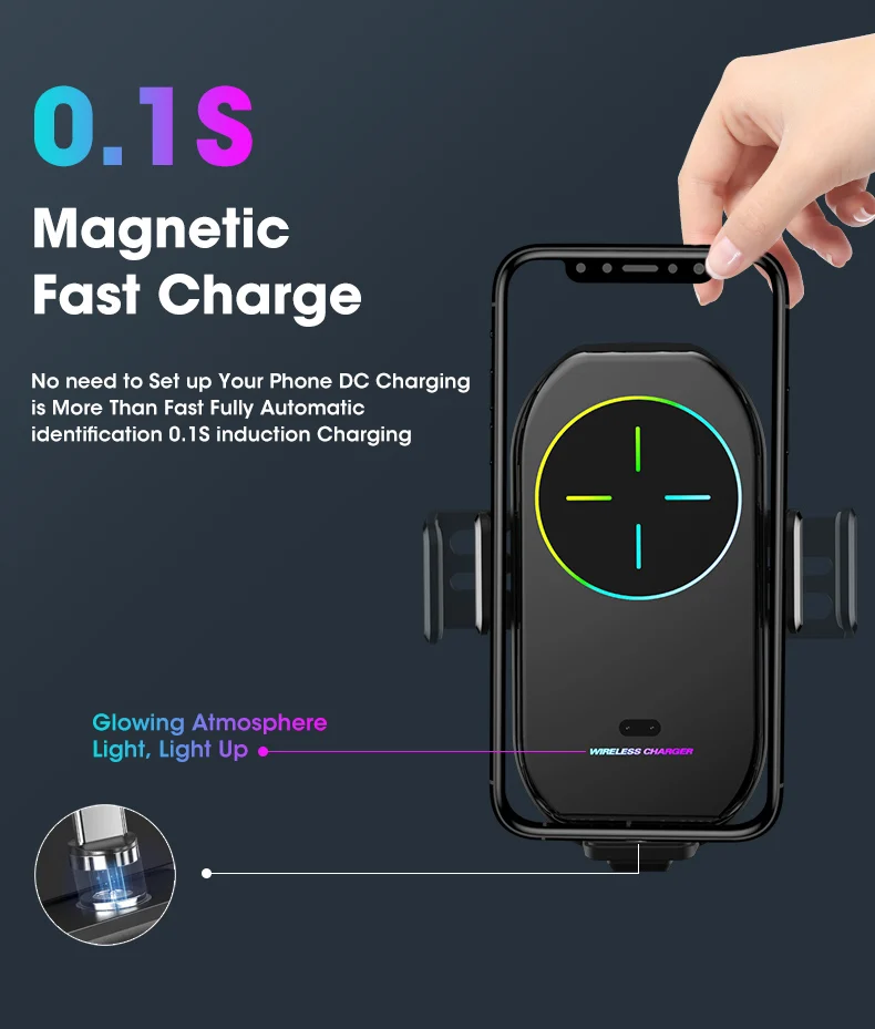 A7 15W Wireless Charger Automatic Clamping Car Mount Phone Holder For Mobile Phone Infrared Induction QI Fast Charging Car Stand 65w usb c charger
