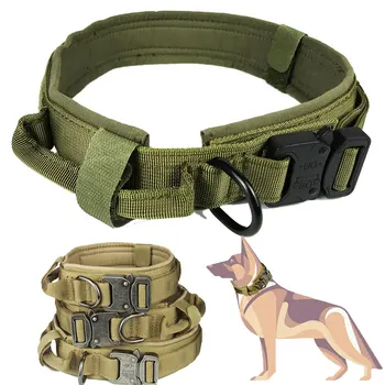 

Tactical Dog Collar Military Nylon Necklace Outdoor Training Dog Collars for Large and Small Dogs Dog Military Training Leashes
