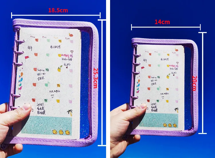 SKYSONIC A5 A6 Zipper Binder Cover-Loose Leaf Organizer Diary-Bullet Transparent PVC Case Photo Organizer Stationery Supplies