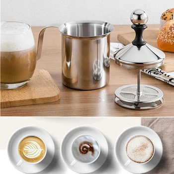 

400CC Manual Milk Frother Stainless Steel cappuccino Milk Creamer Milk Foam Mesh Coffee Foamer Creamer Kitchen Applicance